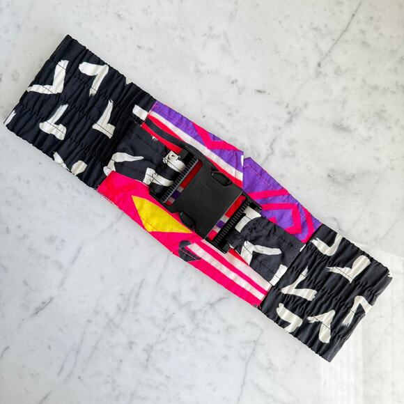 Vintage Obermeyer Ski Belt Neon Print Adjustable Fastex Buckle - Picture 1 of 10